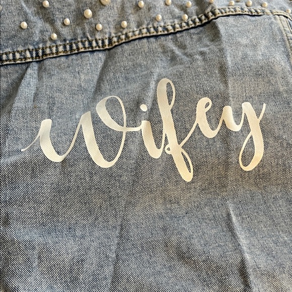 Pearl Studded 'Wifey' Denim Jacket - Picture 3 of 3